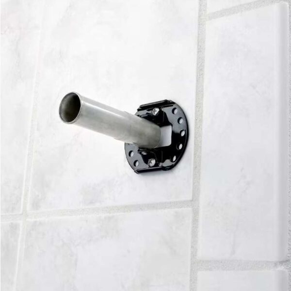 60 in. Curved Shower Rod with Pivoting Flanges in Brushed Nickel
